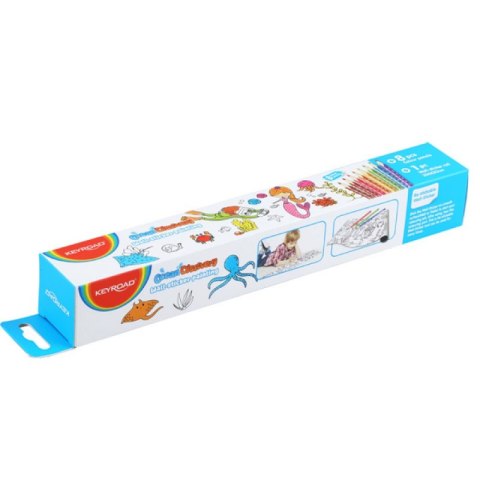 Naklejka na ścianę KEYROAD Ocean, do kolorowania, 206x30cm + 8 kredek, mix kolorów Naklejka na ścianę KEYROAD Ocean, do kolorowania, 206x30cm + 8 kredek, mix kolorów