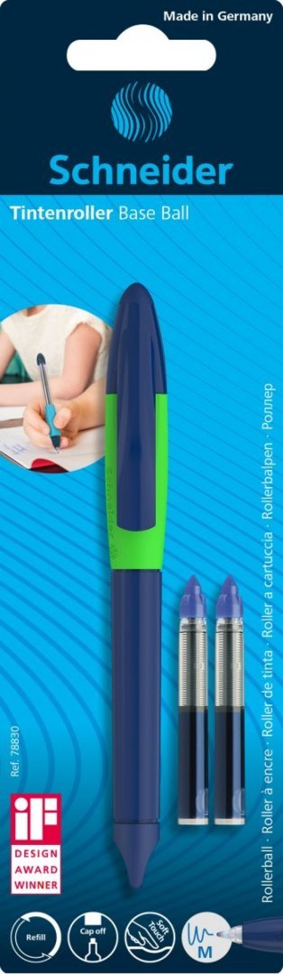 Pióro kulkowe SCHNEIDER Base Ball + 2 cartridge 852, blister, mix kolorów