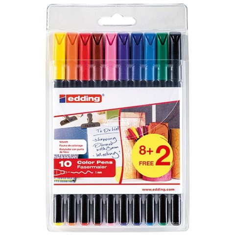 Pisak z cienką końcówką e-1200 EDDING, 1 mm, 10 szt., zawieszka, mix kolorów Pisak z cienką końcówką e-1200 EDDING, 1 mm, 10 szt., zawieszka, mix kolorów