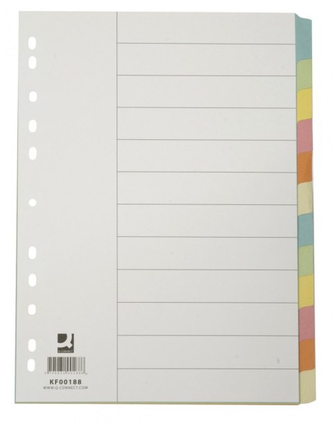 Przekładki Q-CONNECT, karton, A4, 223x297mm, 12 kart, mix kolorów Przekładki Q-CONNECT, karton, A4, 223x297mm, 12 kart, mix kolorów