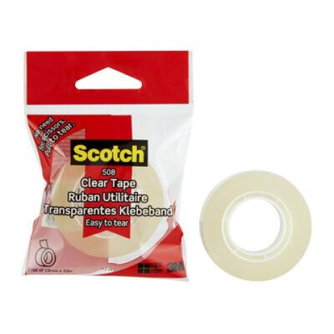 Taśma klejąca SCOTCH 508, 19mmx33m, przezroczysta żółta Taśma klejąca SCOTCH 508, 19mmx33m, przezroczysta żółta