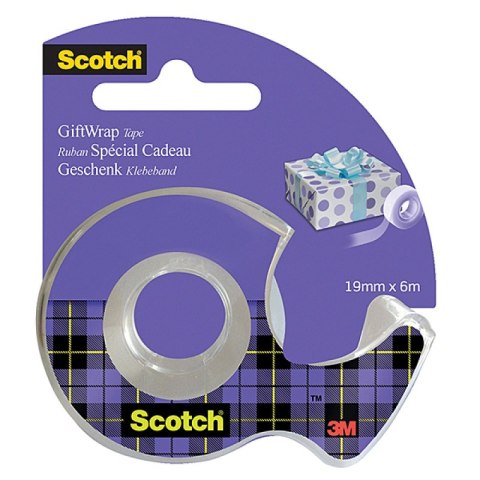 Taśma klejąca SCOTCH® Gift Wrap, niewidoczna, do pakowania, na podajniku, 19mmx6m Taśma klejąca SCOTCH® Gift Wrap, niewidoczna, do pakowania, na podajniku, 19mmx6m