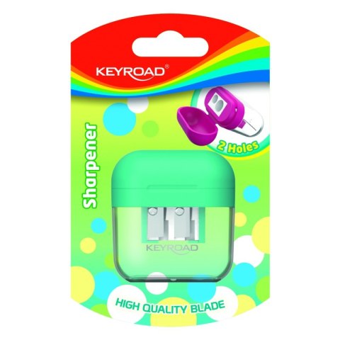 Temperówka plastikowa KEYROAD, podwójna, z pojemnikiem, 1 szt., blister, mix kolorów Temperówka plastikowa KEYROAD, podwójna, z pojemnikiem, 1 szt., blister, mix kolorów
