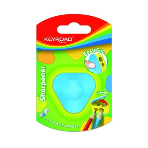 Temperówka plastikowa KEYROAD, trójkątna, podwójna, 1szt., blister, mix kolorów Temperówka plastikowa KEYROAD, trójkątna, podwójna, 1szt., blister, mix kolorów