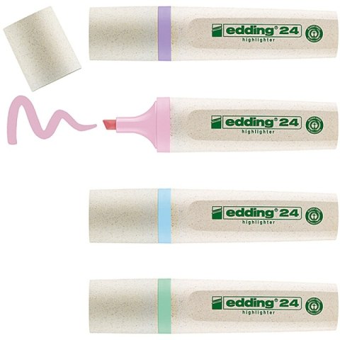 Zakreślacze E-24 ECOLINE EDDING, 2-5 mm, 4 szt., mix pastelowych kolorów Zakreślacze E-24 ECOLINE EDDING, 2-5 mm, 4 szt., mix pastelowych kolorów