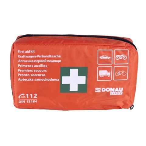 Apteczka samochodowa DONAU SAFETY, materiałowa, DIN, pomarańczowa Apteczka samochodowa DONAU SAFETY, materiałowa, DIN, pomarańczowa