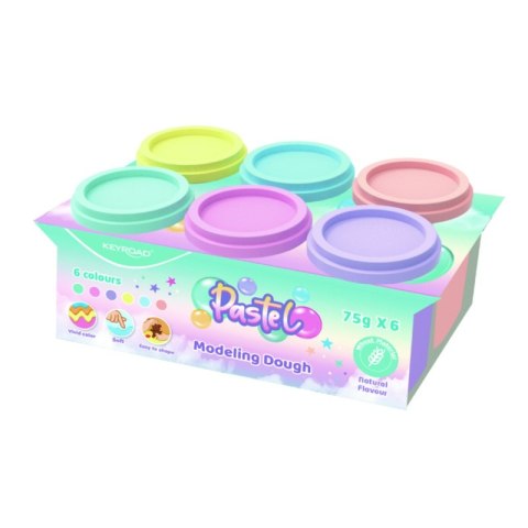 Ciastolina KEYROAD, 6 pastelowych kolorów x 75g, pudełko Ciastolina KEYROAD, 6 pastelowych kolorów x 75g, pudełko
