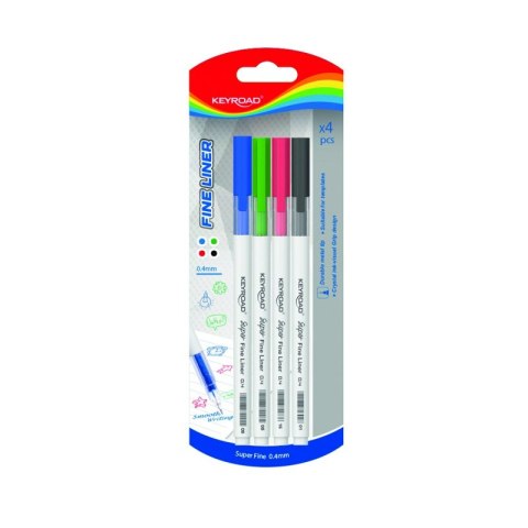 Cienkopis KEYROAD, 0,4mm, 4 szt., blister Cienkopis KEYROAD, 0,4mm, 4 szt., blister