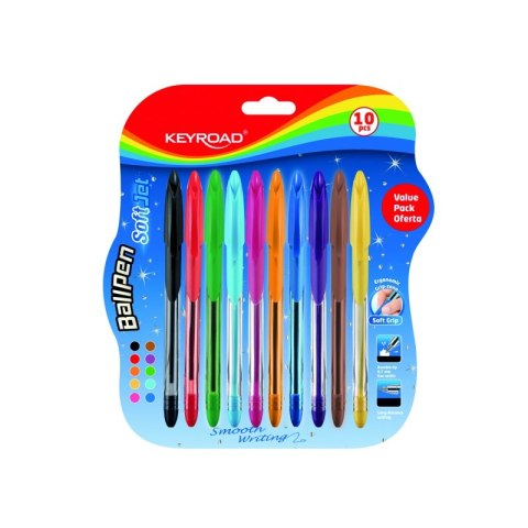 Długopis klasyczny KEYROAD ball pen soft jet, 0,7mm, 1 0szt., blister, mix kolorów Długopis klasyczny KEYROAD ball pen soft jet, 0,7mm, 1 0szt., blister, mix kolorów