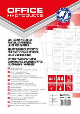Etykiety OFFICE PRODUCTS, 64,6x33,8mm, białe, 100 ark.