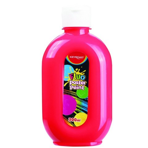 Farba plakatowa KEYROAD, Fluo, 300ml, butelka, neonowa czerwona Farba plakatowa KEYROAD, Fluo, 300ml, butelka, neonowa czerwona