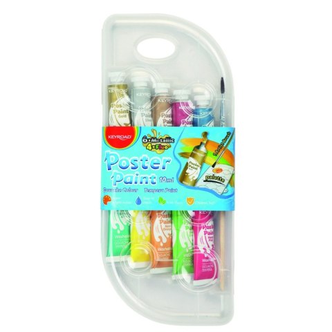 Farby plakatowe KEYROAD, 10x10 ml, 10 kolorów, 6 metalicznych i 4 neonowych, pudełko, mix kolorów Farby plakatowe KEYROAD, 10x10 ml, 10 kolorów, 6 metalicznych i 4 neonowych, pudełko, mix kolorów