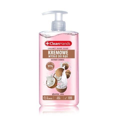 Kremowe mydło w płynie CLEAN HANDS, kokosowe, 300 ml Kremowe mydło w płynie CLEAN HANDS, kokosowe, 300 ml