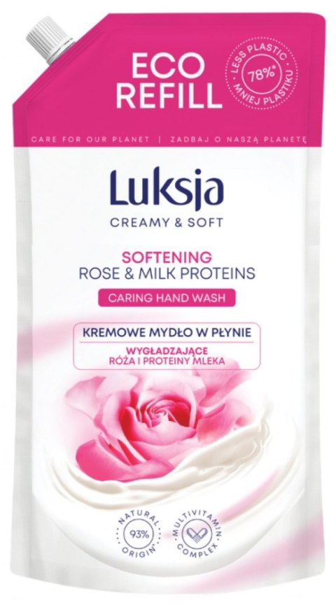 Kremowe mydło w płynie LUKSJA, róża, zapas 900ml Kremowe mydło w płynie LUKSJA, róża, zapas 900ml