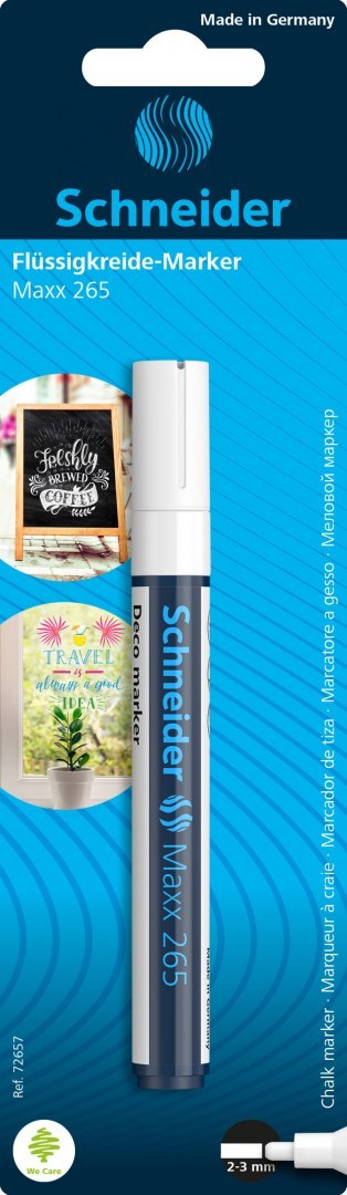 Marker kredowy SCHNEIDER Maxx 265 Deco, okrągły, 2-3mm, biały, zawieszka Marker kredowy SCHNEIDER Maxx 265 Deco, okrągły, 2-3mm, biały, zawieszka