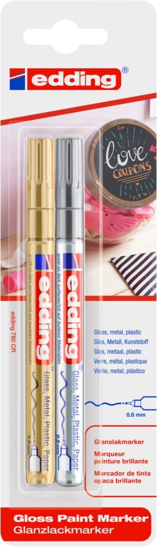 Marker olejowy połyskujący e-780 EDDING, 0,8mm, 2 szt., blister, mix kolorów