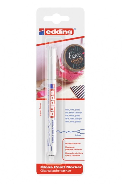 Marker olejowy połyskujący e-780 EDDING, 0,8mm, blister, biały Marker olejowy połyskujący e-780 EDDING, 0,8mm, blister, biały