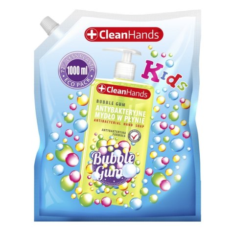 Mydło w płynie antybakteryjne CLEAN HANDS, guma balonowa, zapas, 1000ml Mydło w płynie antybakteryjne CLEAN HANDS, guma balonowa, zapas, 1000ml