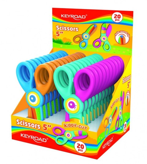 Nożyczki szkolne KEYROAD, 5", Kiddy-cut, plastikowe, pakowane na displayu, mix kolorów Nożyczki szkolne KEYROAD, 5", Kiddy-cut, plastikowe, pakowane na displayu, mix kolorów