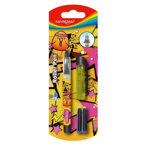 Pióro kulkowe KEYROAD, 0,7mm, 2 naboje gratis, blister, mix kolorów Pióro kulkowe KEYROAD, 0,7mm, 2 naboje gratis, blister, mix kolorów