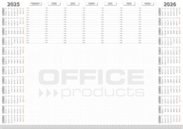 Podkładka na biurko OFFICE PRODUCTS, planer 2025/2026, biuwar 594x420mm A2 ,52k., biała