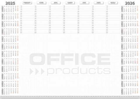 Podkładka na biurko OFFICE PRODUCTS, planer 2025/2026, biuwar 594x420mm A2 ,52k., biała
