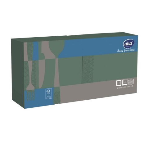 Serwetki AFH AHA, 2-warstwowe, składanie 1/4, 33x33cm, 250 szt., zielone Serwetki AFH AHA, 2-warstwowe, składanie 1/4, 33x33cm, 250 szt., zielone