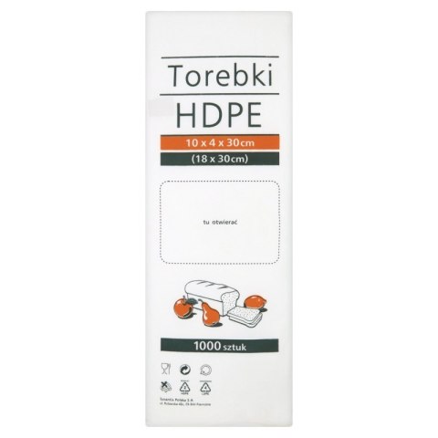 Torebki spożywcze HDPE, 10x4x30cm, 1000 szt., transparentne Torebki spożywcze HDPE, 10x4x30cm, 1000 szt., transparentne