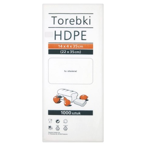 Torebki spożywcze HDPE, 14x4x35cm, 1000 szt., transparentne Torebki spożywcze HDPE, 14x4x35cm, 1000 szt., transparentne