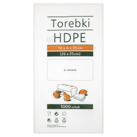 Torebki spożywcze HDPE, 18x4x35cm, 1000 szt., transparentne Torebki spożywcze HDPE, 18x4x35cm, 1000 szt., transparentne