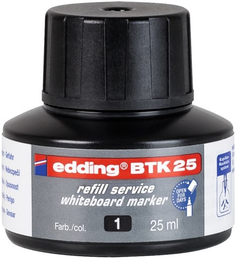 Tusz do uzupełniania markerów do tablic suchościeralnych E-BTK 25 EDDING, czarny Tusz do uzupełniania markerów do tablic suchościeralnych E-BTK 25 EDDING, czarny