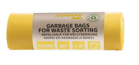 Worki na śmieci DONAU ECO, do segregacji plastiku, 60l, 10 szt., żółte Worki na śmieci DONAU ECO, do segregacji plastiku, 60l, 10 szt., żółte
