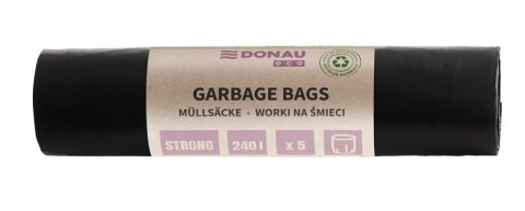Worki na śmieci DONAU ECO, mocne (LDPE), 240l, 5 szt., czarne Worki na śmieci DONAU ECO, mocne (LDPE), 240l, 5 szt., czarne