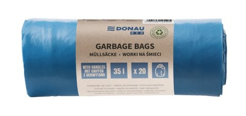 Worki na śmieci DONAU ECO, z uchwytami Knoties, 35l, 20 szt., niebieskie Worki na śmieci DONAU ECO, z uchwytami Knoties, 35l, 20 szt., niebieskie
