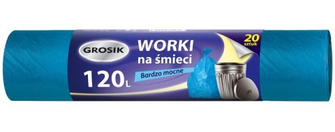 Worki na śmieci GROSIK, mocne, 120l, 20szt.,niebieskie Worki na śmieci GROSIK, mocne, 120l, 20szt.,niebieskie