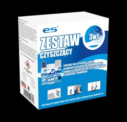 Zestaw czyszczący E5, chusteczki do LCD, sprężone powietrze, płyn ze ściereczką z mikrofibry