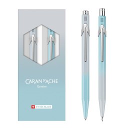 Zestaw długopis 849 + ołówek 844 Caran d'Ache Blue Lagoon, w etui, błękitno-szary