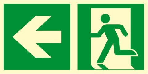 Znak TDC, Kierunek do wyjścia ewakuacyjnego - w lewo