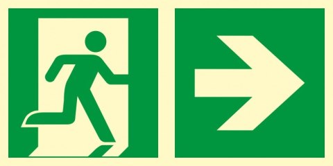 Znak TDC, Kierunek do wyjścia ewakuacyjnego - w prawo 1 Znak TDC, Kierunek do wyjścia ewakuacyjnego - w prawo 1