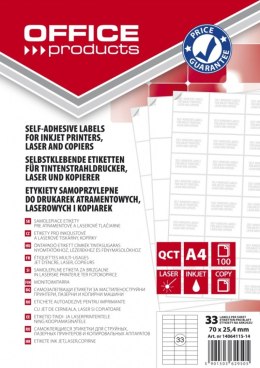 Etykiety OFFICE PRODUCTS, 70x25,4mm, białe, 100 ark.