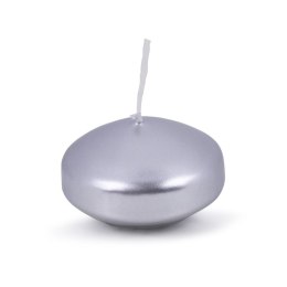 Świeca pływająca pastylka DONAU HOME, lakierowana, 48x28 mm, 12 szt., srebrna