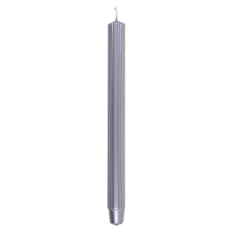 Świeca stołowa długa ryflowana DONAU HOME, lakierowana, 25x300 mm, 4 szt., srebrna Świeca stołowa długa ryflowana DONAU HOME, lakierowana, 25x300 mm, 4 szt., srebrna