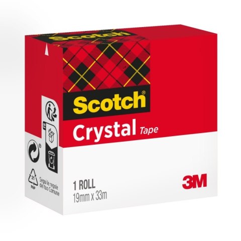 Taśma samoprzylepna SCOTCH® Crystal Clear (600), w pudełku 19mmx33m, transparentna Taśma samoprzylepna SCOTCH® Crystal Clear (600), w pudełku 19mmx33m, transparentna