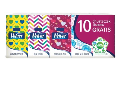 Chusteczki higieniczne VELVET (10) oryginal 4-warstwy białe Chusteczki higieniczne VELVET (10) oryginal 4-warstwy białe