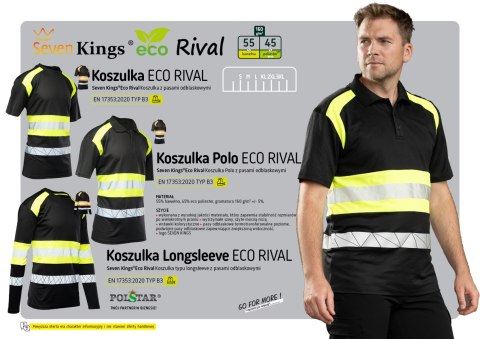 ECO RIVAL SEVEN KINGS KOSZULKA POLO CZARNY/POMARAŃCZ ECO RIVAL SEVEN KINGS KOSZULKA POLO CZARNY/POMARAŃCZ