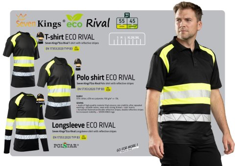 ECO RIVAL SEVEN KINGS KOSZULKA POLO CZARNY/POMARAŃCZ ECO RIVAL SEVEN KINGS KOSZULKA POLO CZARNY/POMARAŃCZ