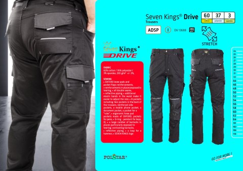 SEVEN KINGS SPODNIE DO PASA DRIVE CZARNE