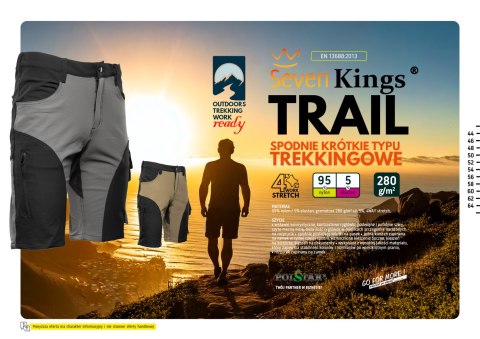 TRAIL SPODNIE KRÓTKIE STAL/CZARNY - SEVEN KINGS