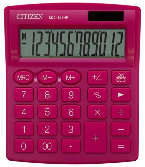 Kalkulator biurowy CITIZEN SDC-812NRPKE, 12-cyfrowy, 127x105mm, różowy Kalkulator biurowy CITIZEN SDC-812NRPKE, 12-cyfrowy, 127x105mm, różowy