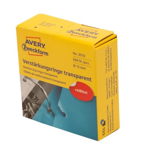 Pierścienie wzmacniające przezroczyste 3510 Q13 w rolce, 500 szt./op., Avery Zweckform Pierścienie wzmacniające przezroczyste 3510 Q13 w rolce, 500 szt./op., Avery Zweckform
